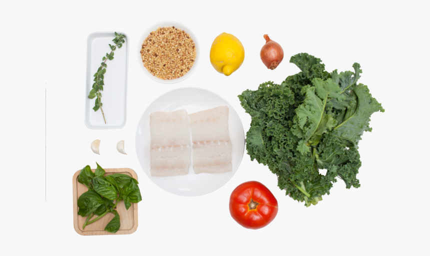 Cod With Crispy Kale, Roasted Tomato & Fregola Sarda - Broccoli, HD Png Download, Free Download