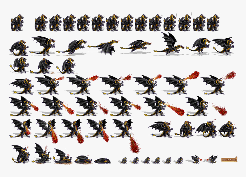 Click For Full Sized Image Black Dragon - Pixel Art Dragon Sprite, HD Png Download, Free Download