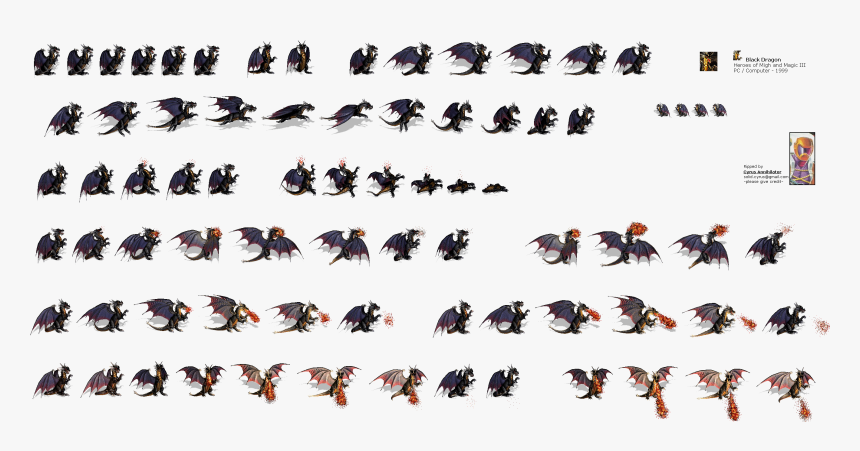 Click For Full Sized Image Black Dragon - Dragon Sprite Sheet Png, Transparent Png, Free Download