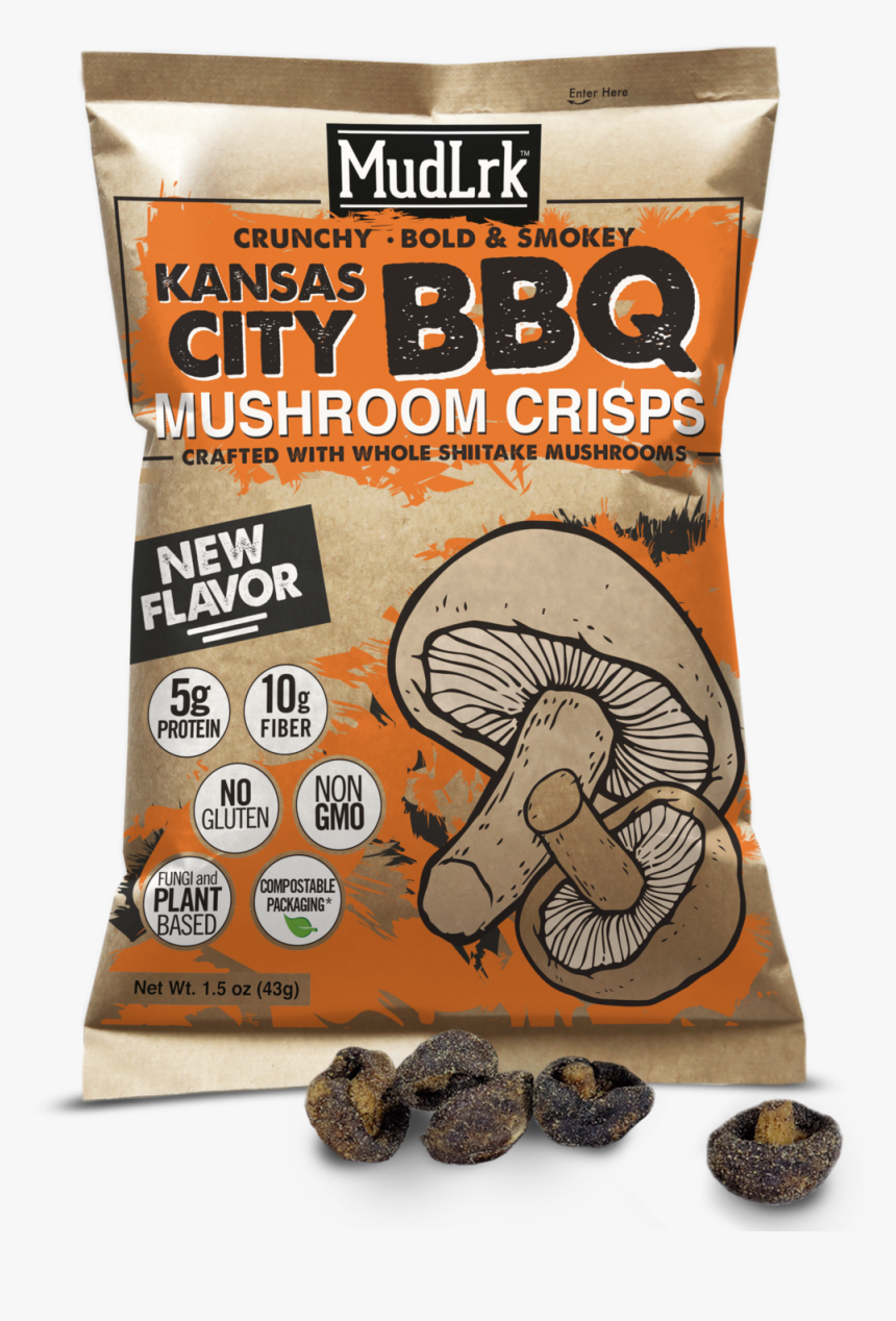 Kc Bbq Mushroom Crisps Mudlrk - Mushroom Packaging Design, HD Png Download, Free Download