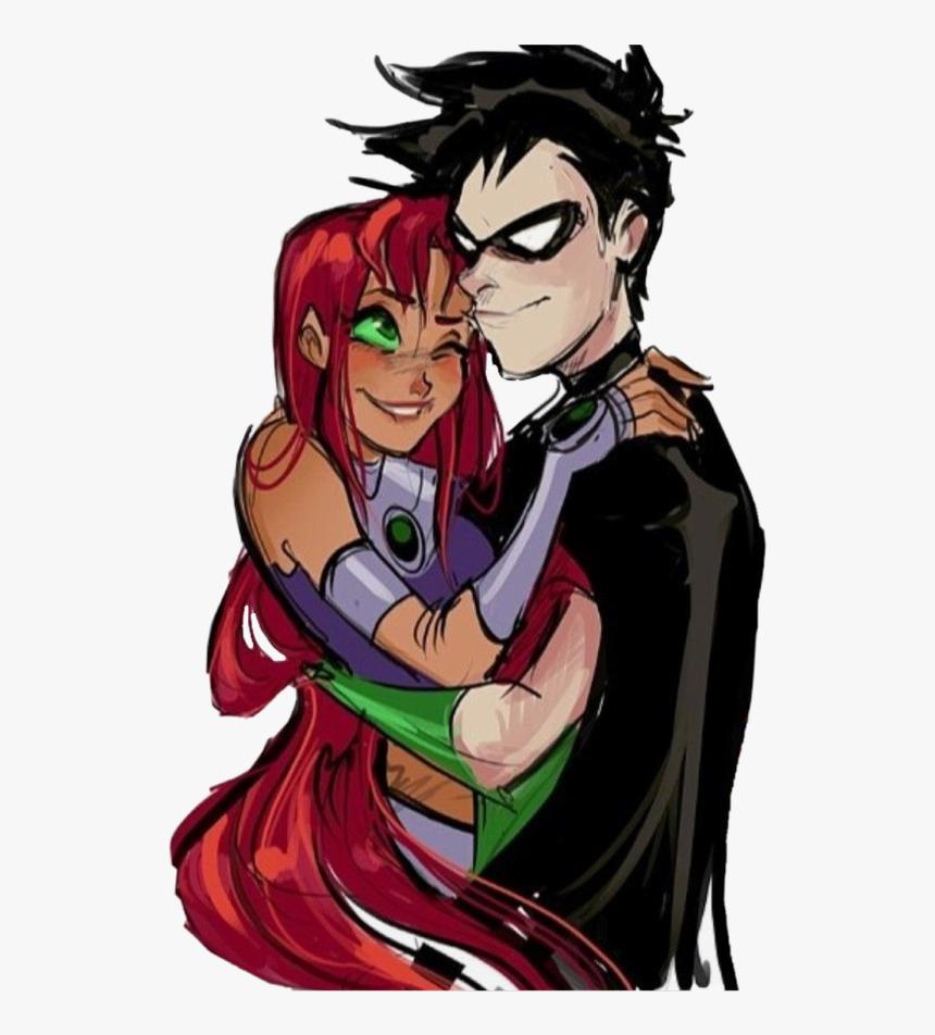 #robin #starfire #teentitans #cute #dc #superheroes - Robin And Starfire Love, HD Png Download, Free Download