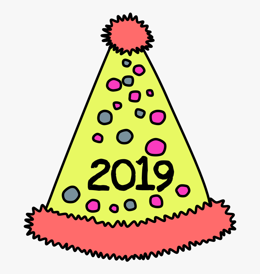 Party Hat, Pom-pom, Tinsel, Dots, 2019, Pink, Yellow, HD Png Download, Free Download
