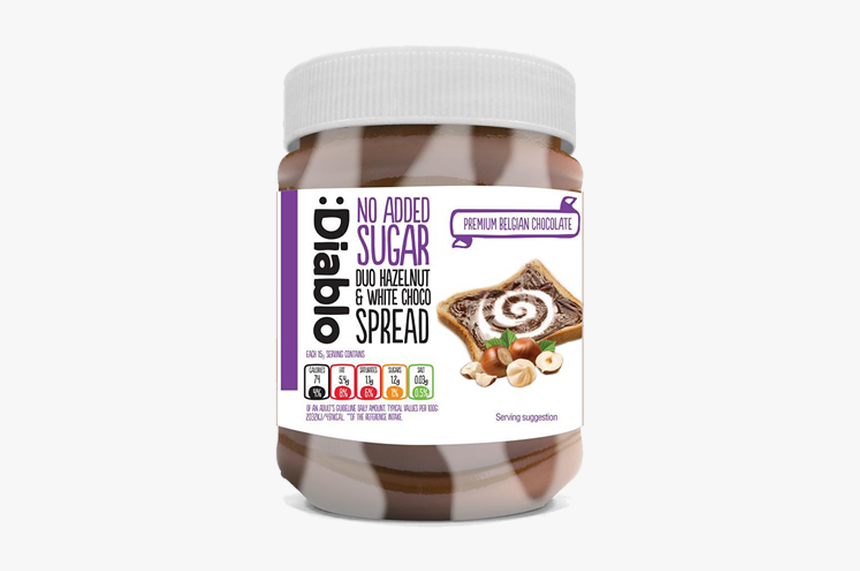 Diablo Duo Hazelnut & White Chocolate Hazelnut Spread - Diablo No Added Sugar Hazelnut Chocolate Spread, HD Png Download, Free Download