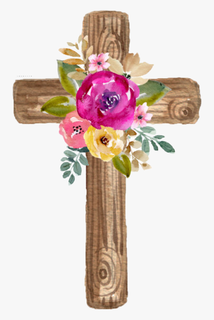 #watercolor #cross #wooden #flowers #floral #jesus - Watercolor Cross, HD Png Download, Free Download