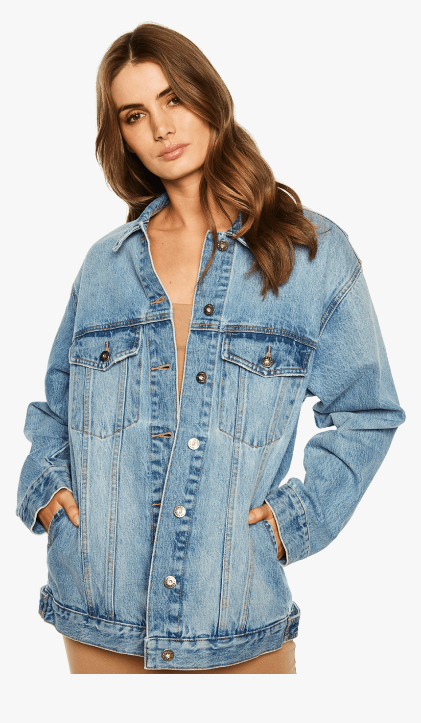 Kylie Denim Jacket In Colour Citadel - Photo Shoot, HD Png Download, Free Download