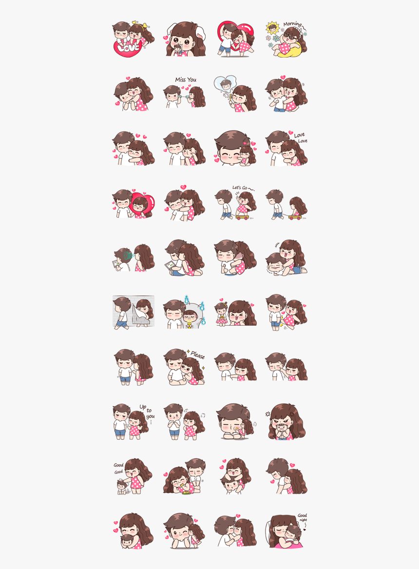 Cute Couple Sticker Line, HD Png Download, Free Download