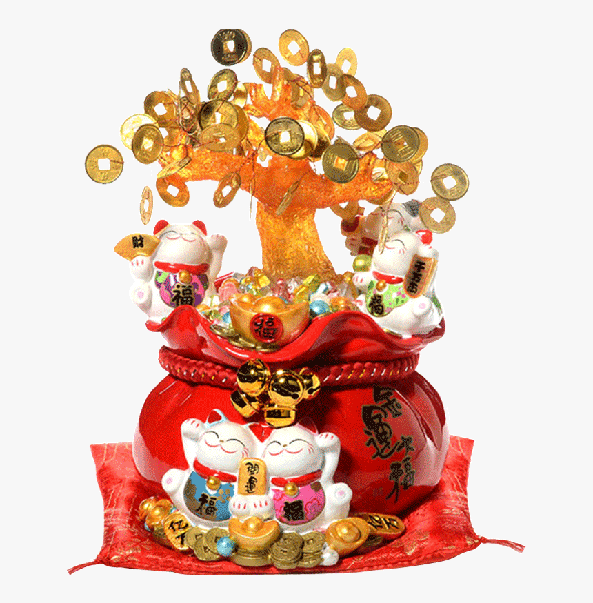 Genuine Stone Mania Large Cash Cow Lucky Cat Led Home - Maneki-neko, HD Png Download, Free Download