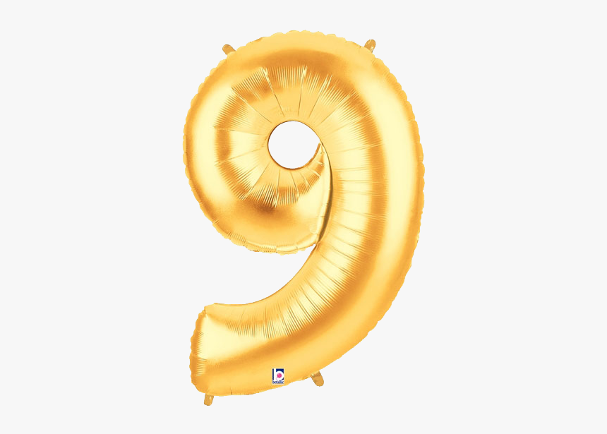 Gold Number 9 Foil Balloon Numbers - Foil 9 Balloon Png, Transparent Png, Free Download