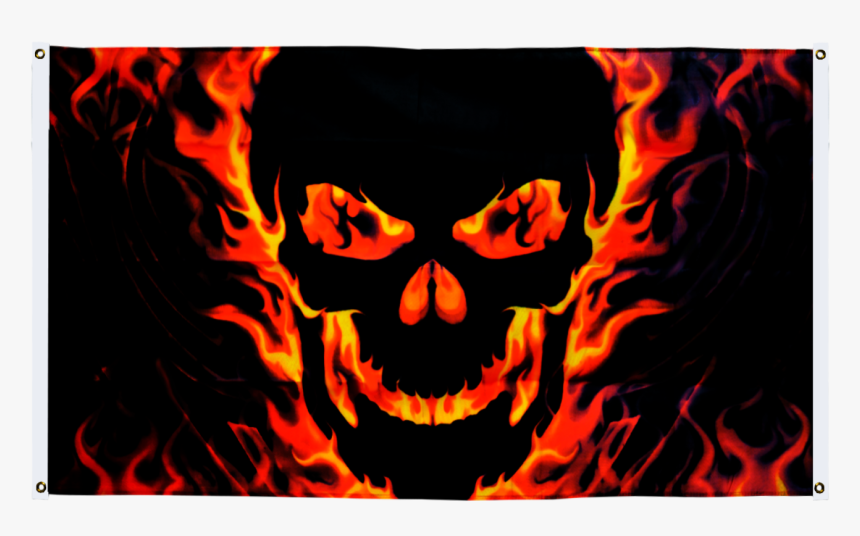 Skull With Fire Flag For Balcony - Skull With Fire, HD Png Download, Free Download