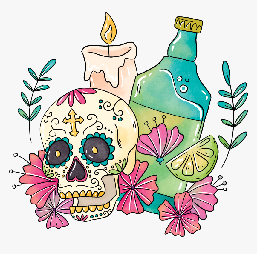 #freetoedit #dayofthedead #mexico #mexicanart #totenkopf - Sugar Skull And Tequila, HD Png Download, Free Download