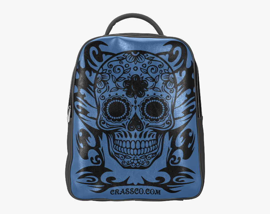 Skull Flowers Nightblue Popular Backpack - Skull, HD Png Download, Free Download