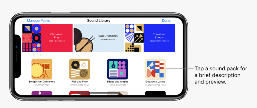 Tap A Sound Pack For A Brief Description And Preview - Garageband, HD Png Download, Free Download