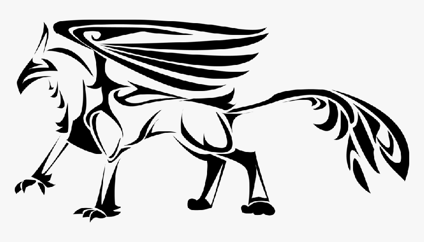 Outstanding Tribal Griffin With A Long Body Tattoo - Simple Animal Designs  Png, Transparent Png - kindpng