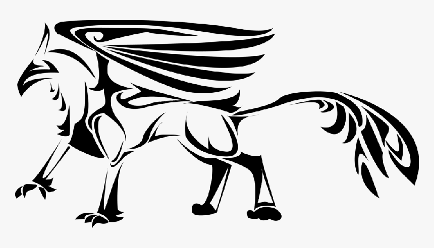 Outstanding Tribal Griffin With A Long Body Tattoo - Simple Animal Designs Png, Transparent Png, Free Download