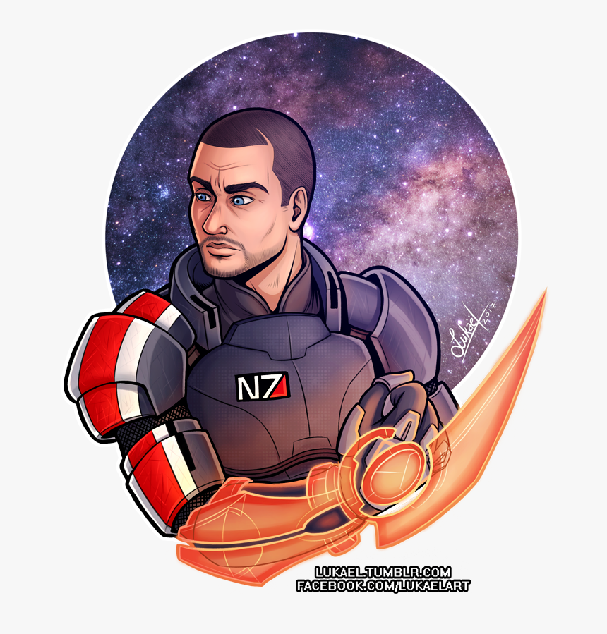 Colored The Commander Shepard Picture I Did For Inktober, - Illustration, HD Png Download, Free Download