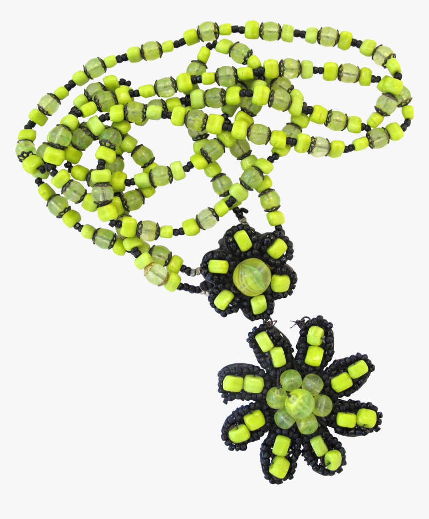 Miriam Haskell Chartreuse Green Bead Pendant Necklace - Bead, HD Png Download, Free Download