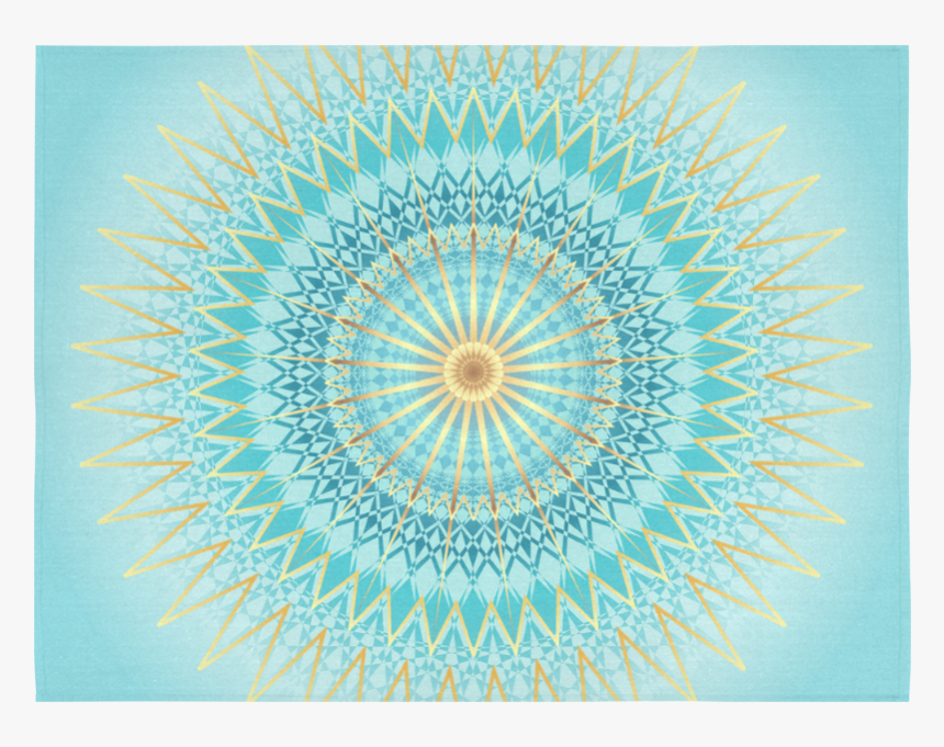 Turquoise Blue Gold Boho Mandala Colorful Cotton Linen - Poster Mandala Ibiza Grau, HD Png Download, Free Download