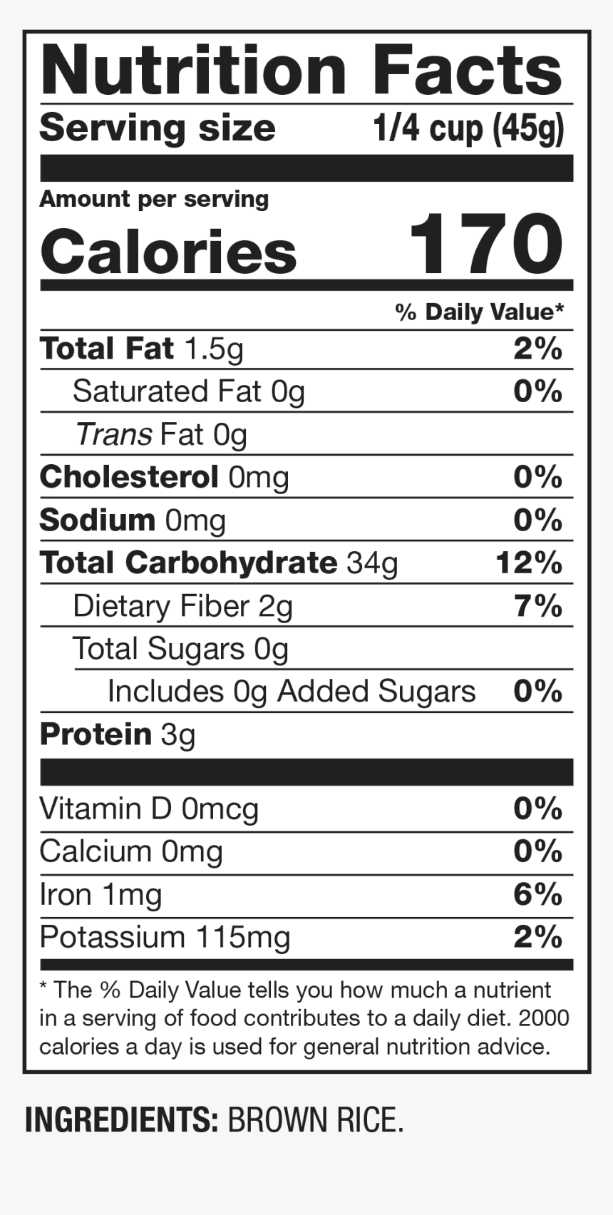 Nutrition Facts Whole Grain Brown Rice - Crystal Farms String Cheese Nutrition Label, HD Png Download, Free Download