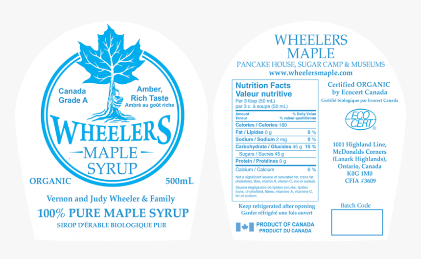 Wheelers Maple Syrup - Canadian Maple Syrup Label, HD Png Download, Free Download