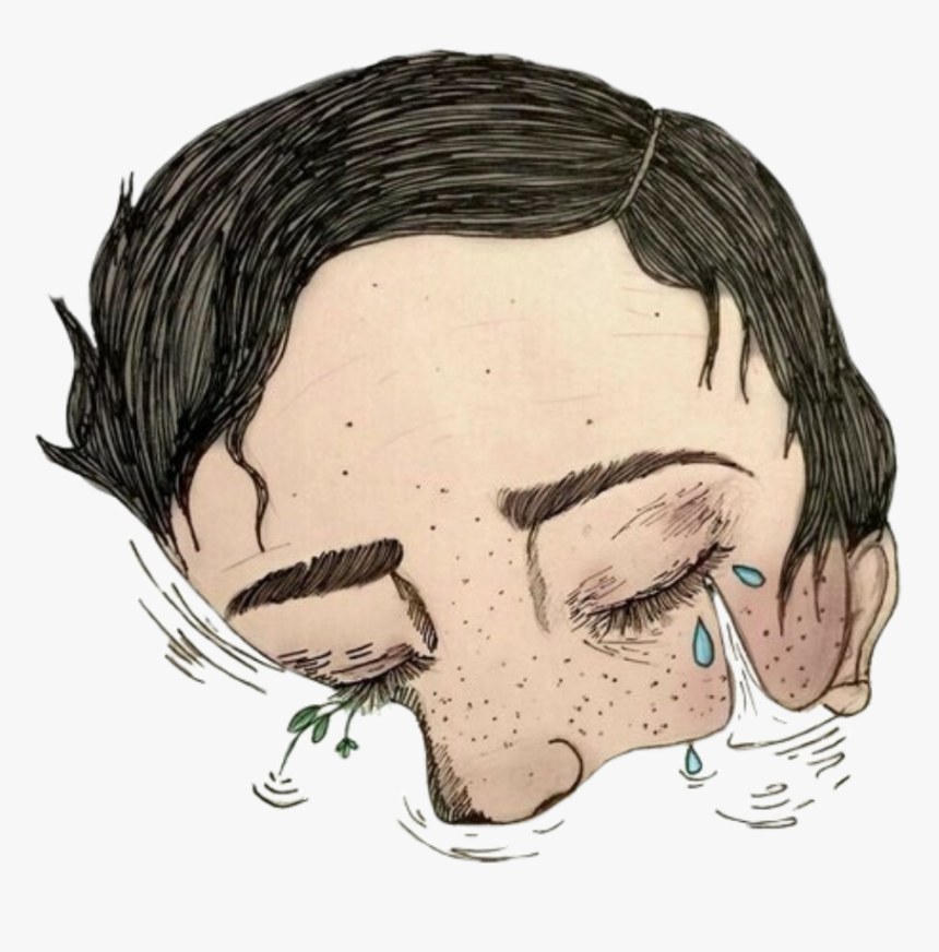 Boy Drowning In Tears Drawing, HD Png Download, Free Download