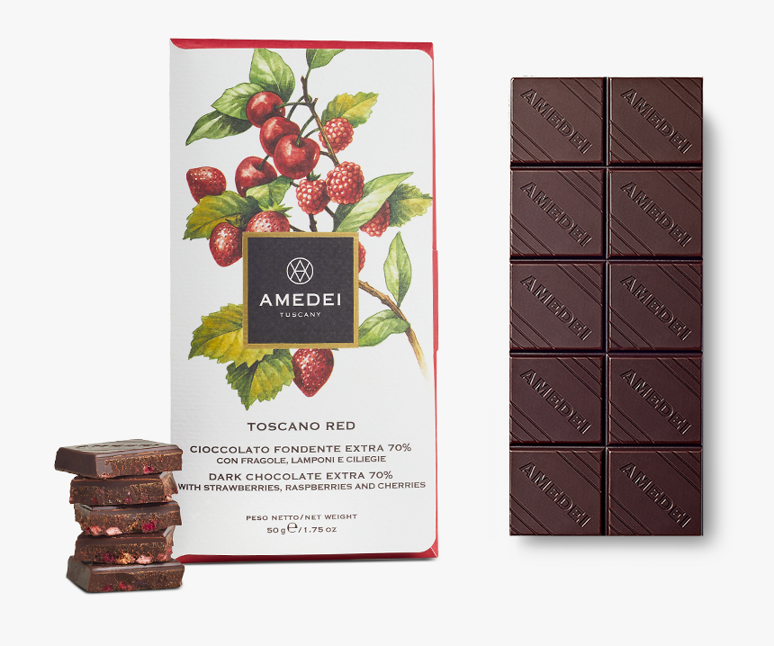 Amedei Toscano Red 70% Dark Chocolate Bar Open - Amedei, HD Png Download, Free Download