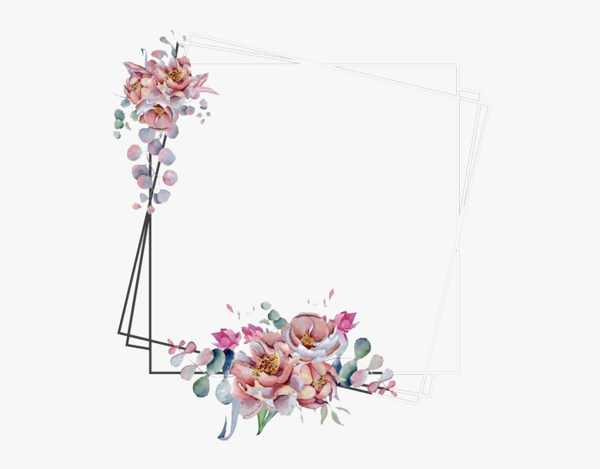 Watercolor Floral Flower Frame Png Image - Frame Floral Transparent Background, Png Download, Free Download