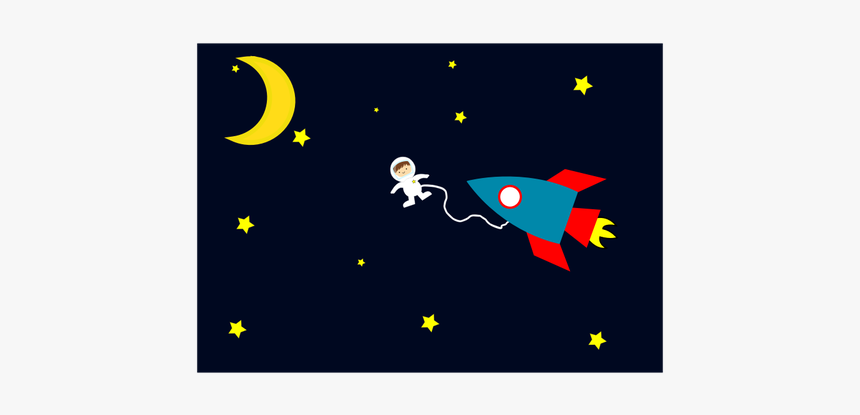 Astronaut On Space Walk Cartoon Vector Image - Cartoon Rocket In Space, HD Png Download, Free Download