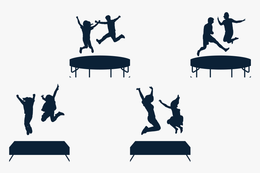 Jumping Silhouette Trampoline - Trampoline Silhouettes Jumping Groups, HD Png Download, Free Download