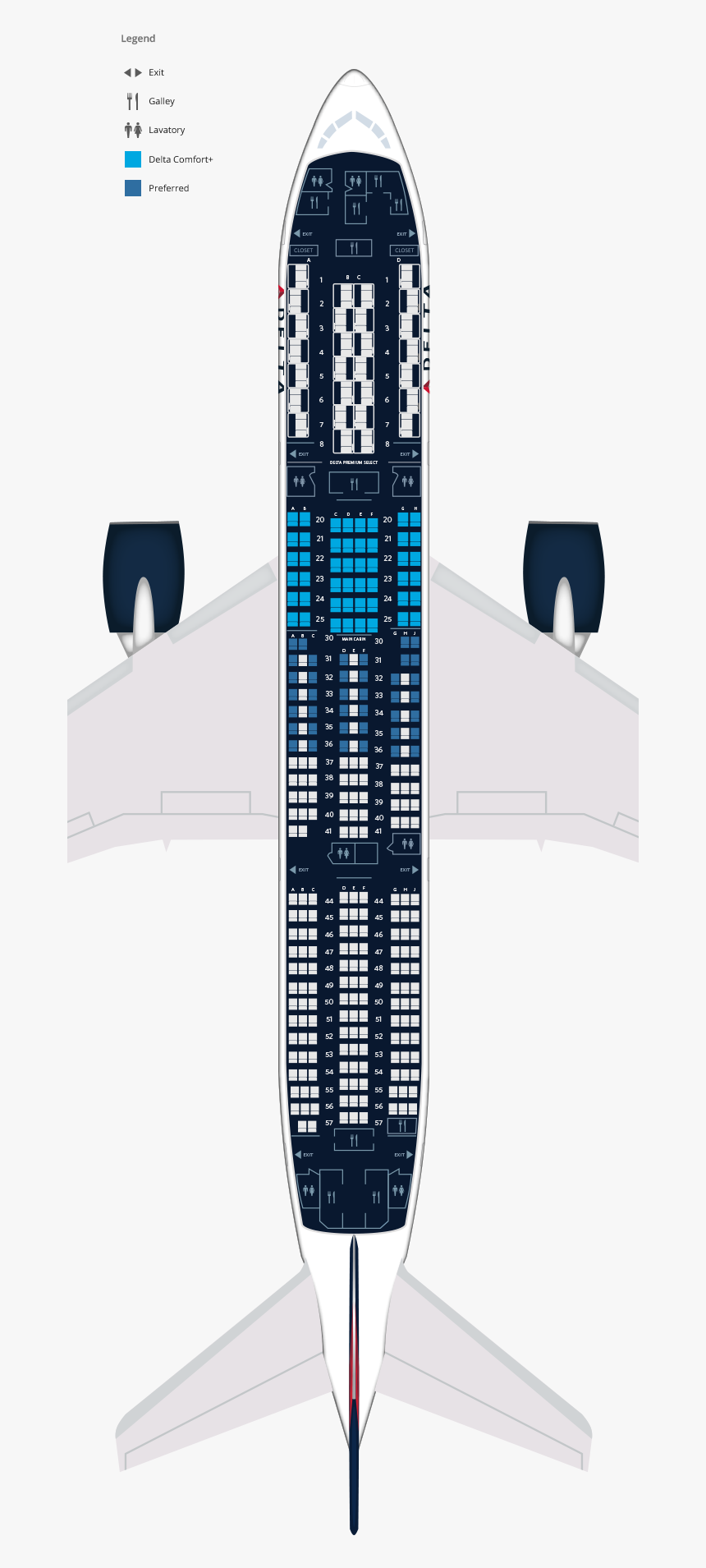 Aircraft Specifications - Delta Airbus A320 Seating, HD Png Download, Free Download
