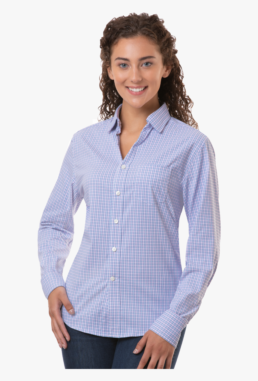 Ladies L/s Untucked Plaid No Pocket Blue Extra Small - Blue Generation, HD Png Download, Free Download