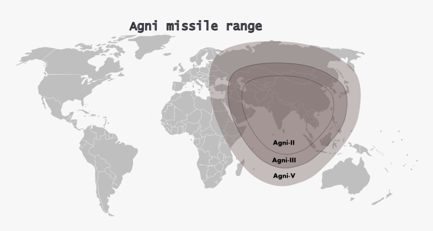 Agni Missile Range - World Map India And Australia, HD Png Download, Free Download