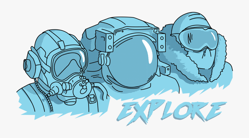 T Shirt Design Exploration Astronaut Diver Mountaineer - Illustration, HD Png Download, Free Download
