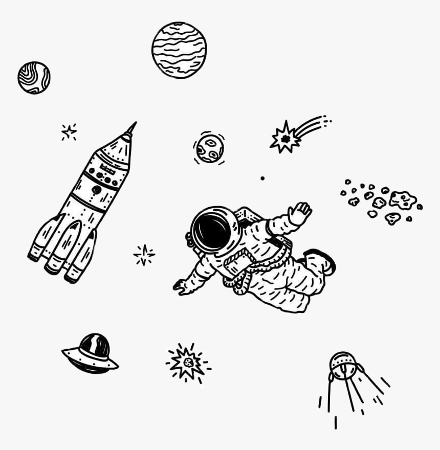 Edits Outerspace Galaxy Space Astronaut Drawing Sketch - Space Aesthetic Drawings, HD Png Download, Free Download