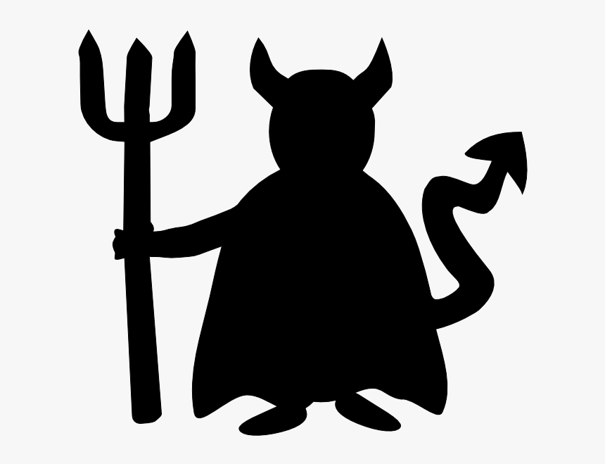 Devil Stencil Silhouette Halloween Demon - Devil Clipart Black And White, HD Png Download, Free Download