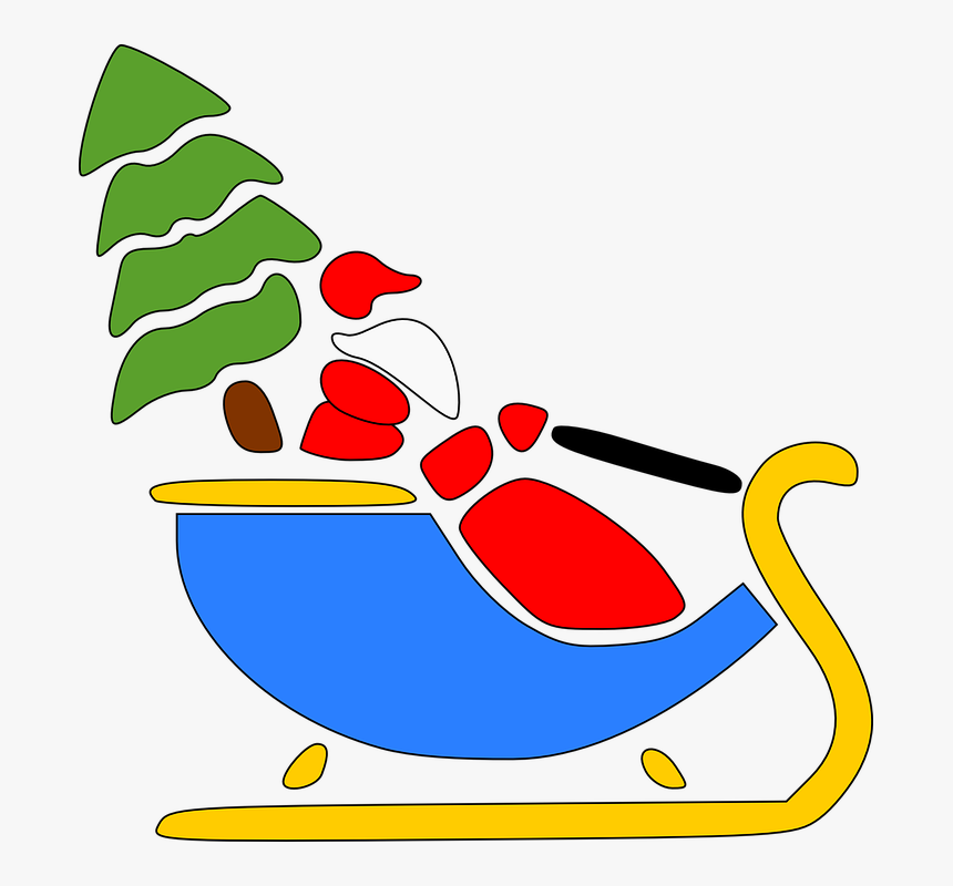 Santa Claus, Sleigh, Christmas Tree, Riding, Sled - Santa Claus Flying Transparent, HD Png Download, Free Download
