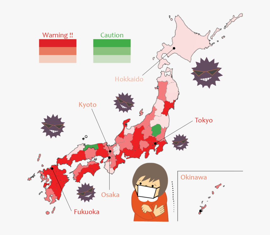 Wear Mask And Don"t Get Viruses - Japan Map Vector Grey, HD Png Download, Free Download