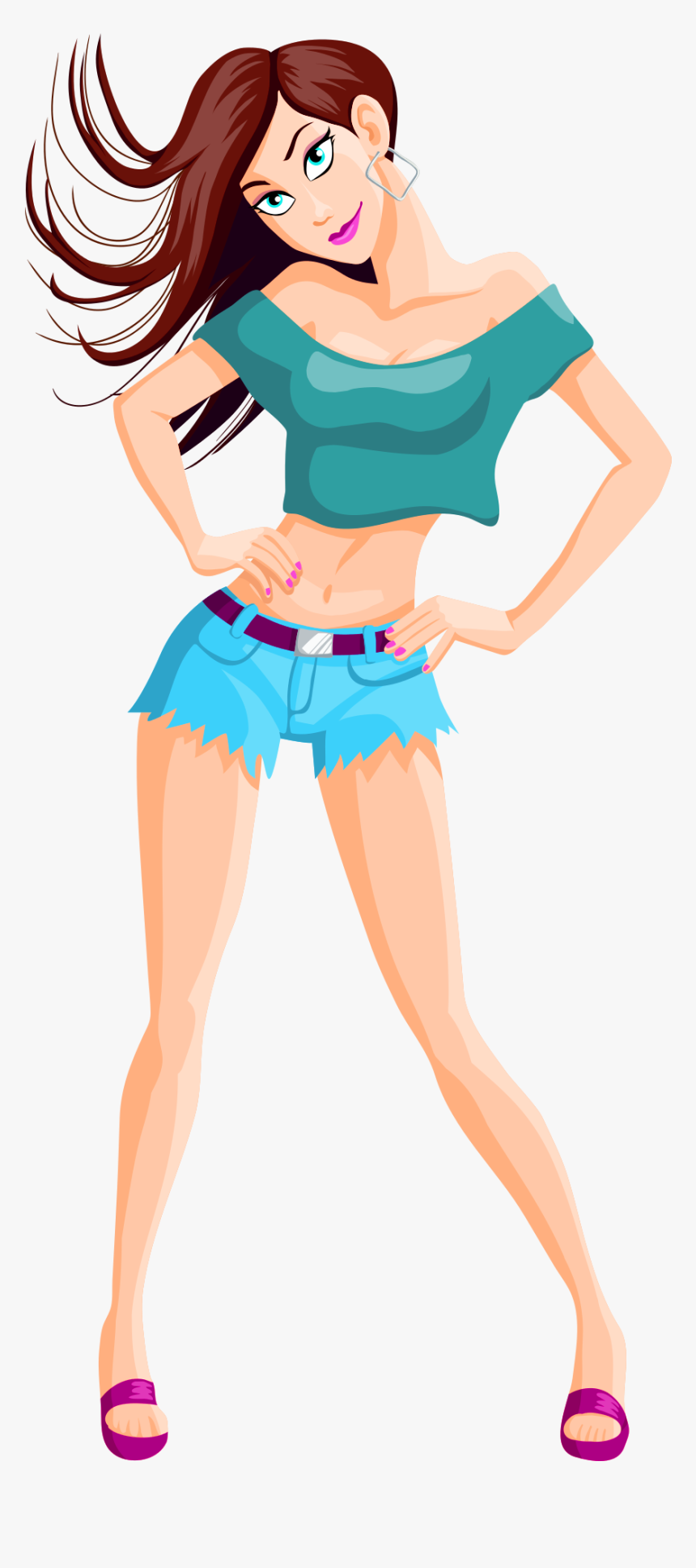 Sexy Girl Vector Png Image - Chica Animada Sexy Png, Transparent Png, Free Download