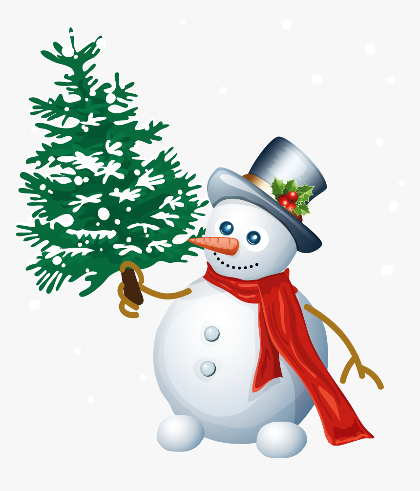 Snowman And Christmas Tree Clipart - Snowman And Christmas Tree Png, Transparent Png, Free Download