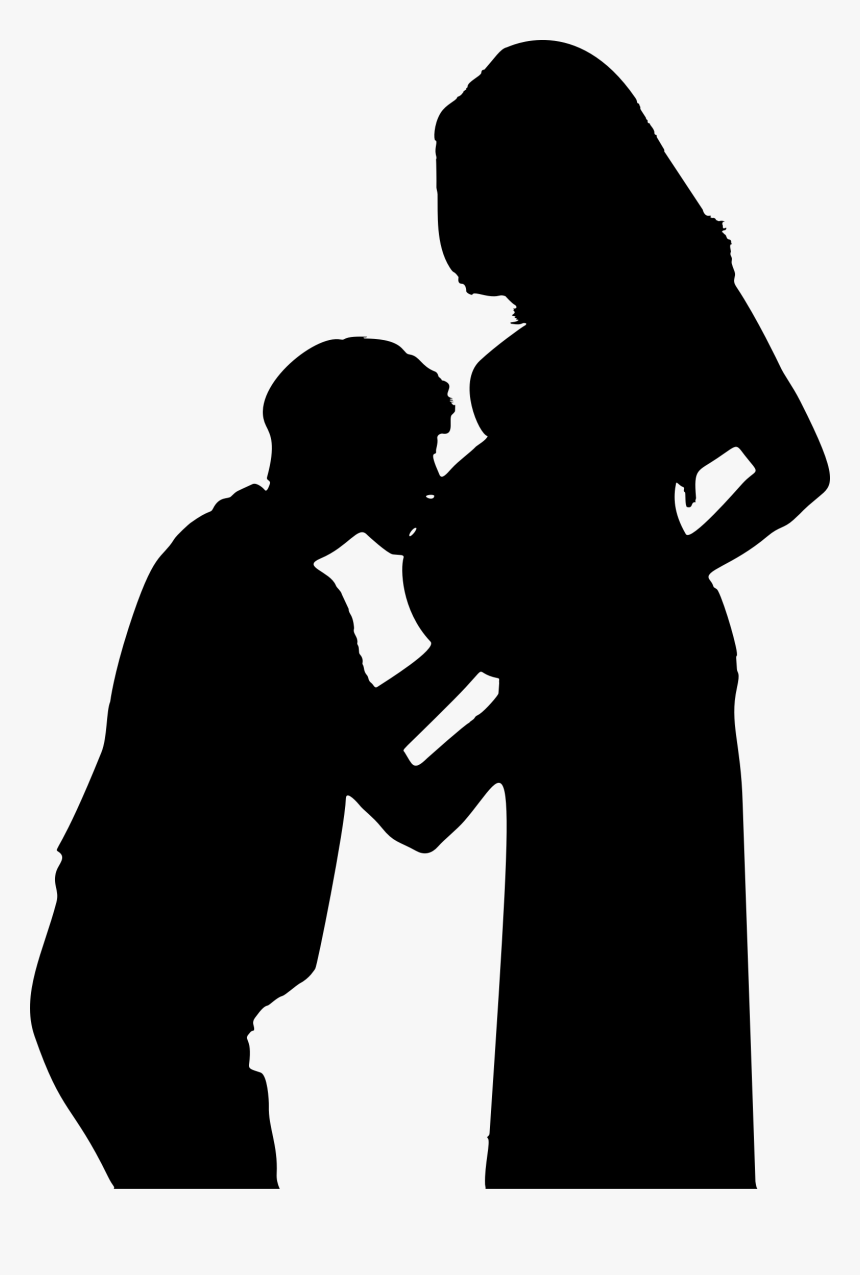 Pregnancy Wife Kiss Woman - Pregnant Woman With Husband Drawing, HD Png Download, Free Download