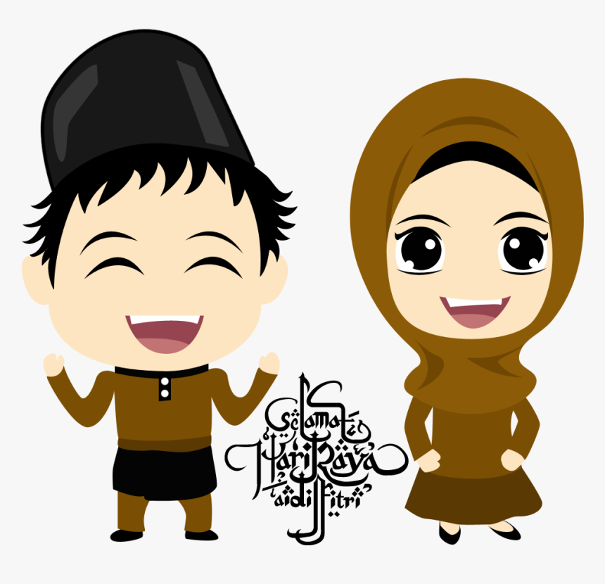 Transparent Husband And Wife Png - Selamat Hari Raya Cartoon, Png Download, Free Download