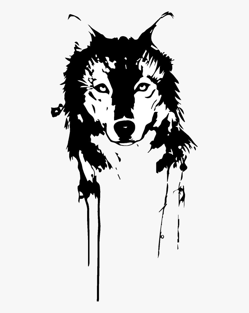 T-shirt Gray Wolf Black Png Download Free Clipart - Black And White Wolf Png, Transparent Png, Free Download