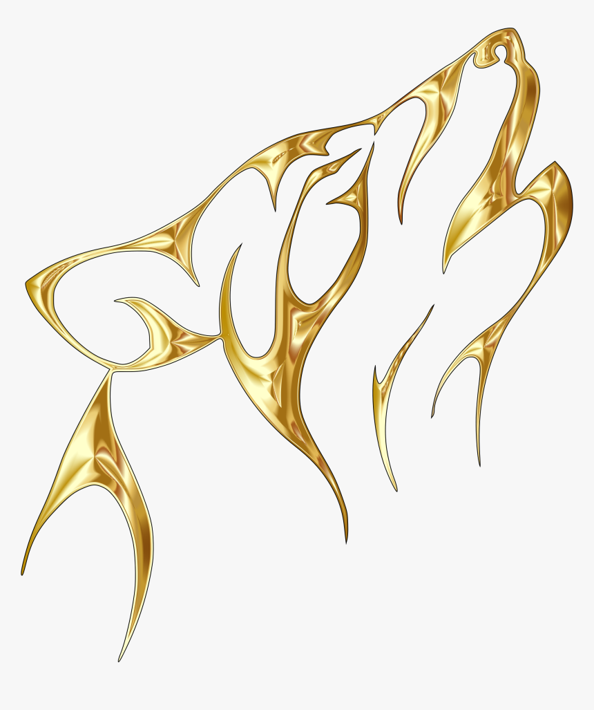 Gold Tribal No Big Image Png - Golden Wolf Logo Png, Transparent Png, Free Download