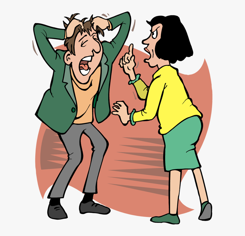 Pictures Of Husband And Wife Fighting - Husband Wife Fight Cartoon, HD Png Download, Free Download