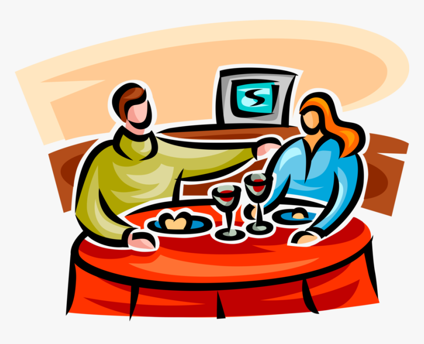Dinner Clipart Couple Dinner - Casal Comendo Vetor, HD Png Download, Free Download