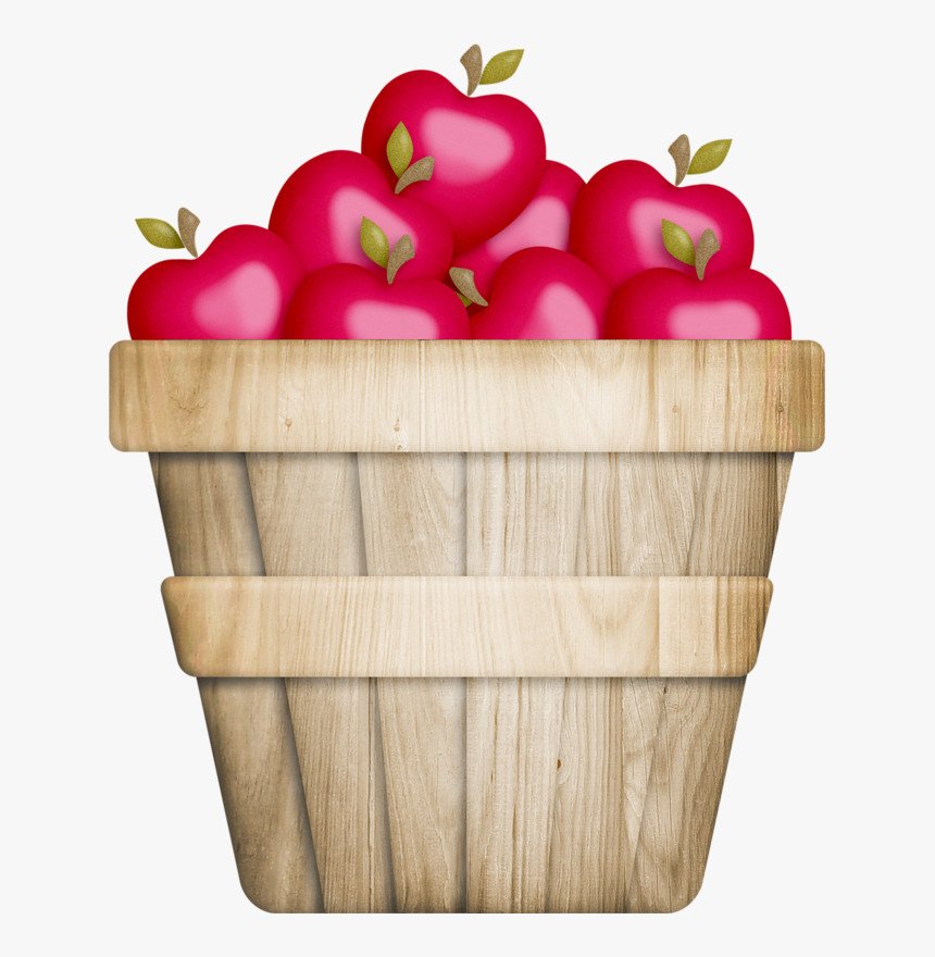 Cartoon Apple In Basket, HD Png Download - kindpng