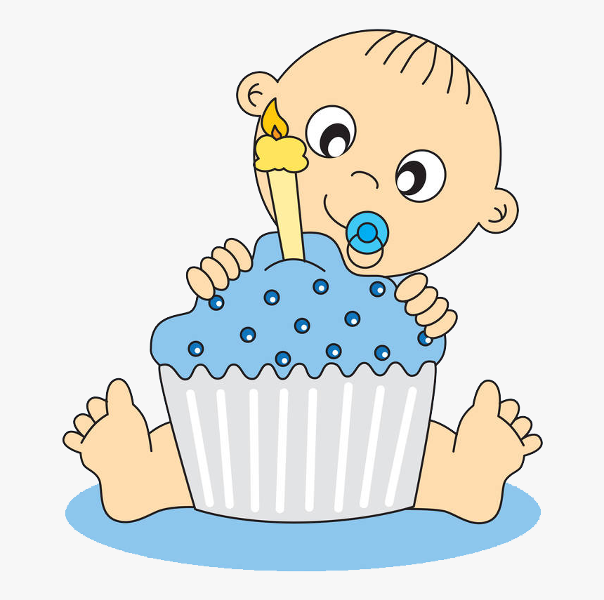 Birthday Cake Infant Greeting Card Clip Art - Baby With Cake Cartoon, HD Png Download, Free Download