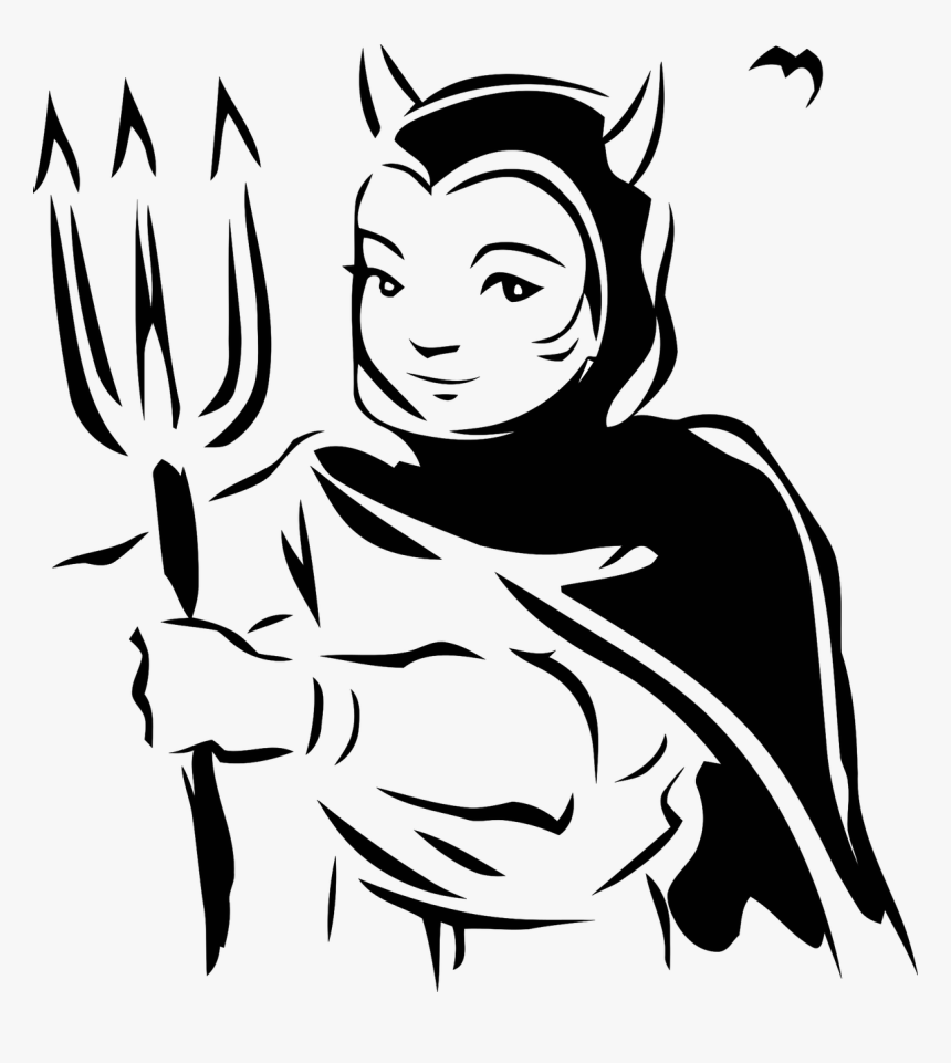 Girl Devil Black And White Clipart, HD Png Download, Free Download