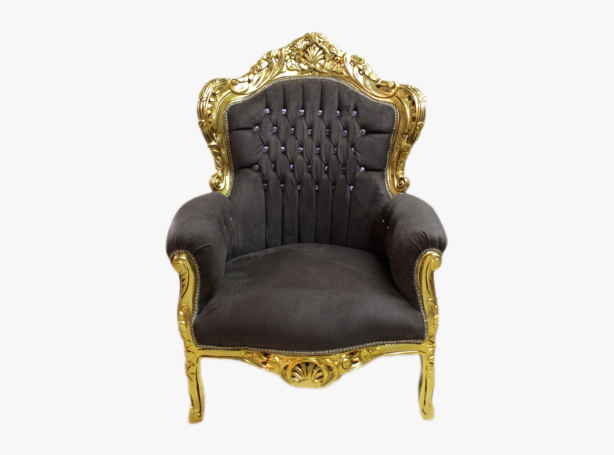 Big Baroque Armchair Gold Frame, Brown Velvet With - Club Chair, HD Png Download, Free Download