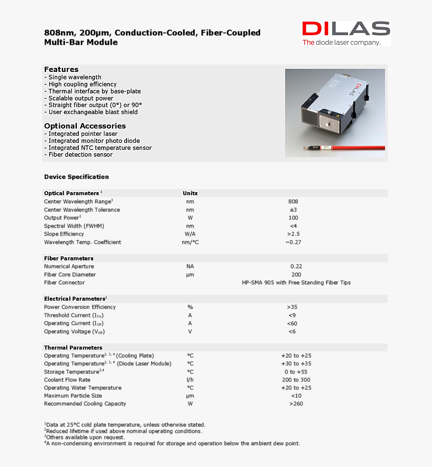 808nm 100w Multi Bar Fiber Coupled Module Dilas - Laser Diode, HD Png Download, Free Download