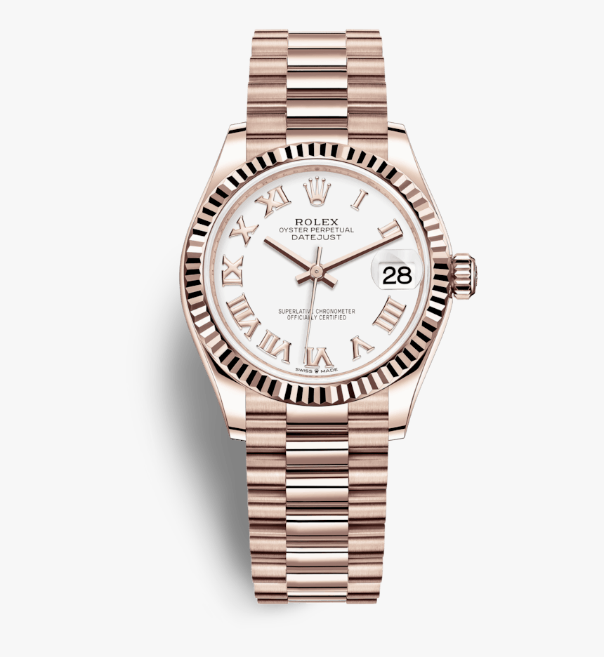 Rolex Datejust 31 31mm 18 Kt Everose Gold White Dial - Rolex Oyster Perpetual Datejust 31 Rose Gold, HD Png Download, Free Download